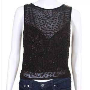 Todashi Shoji Beaded Mesh Sleeveless Evening Top